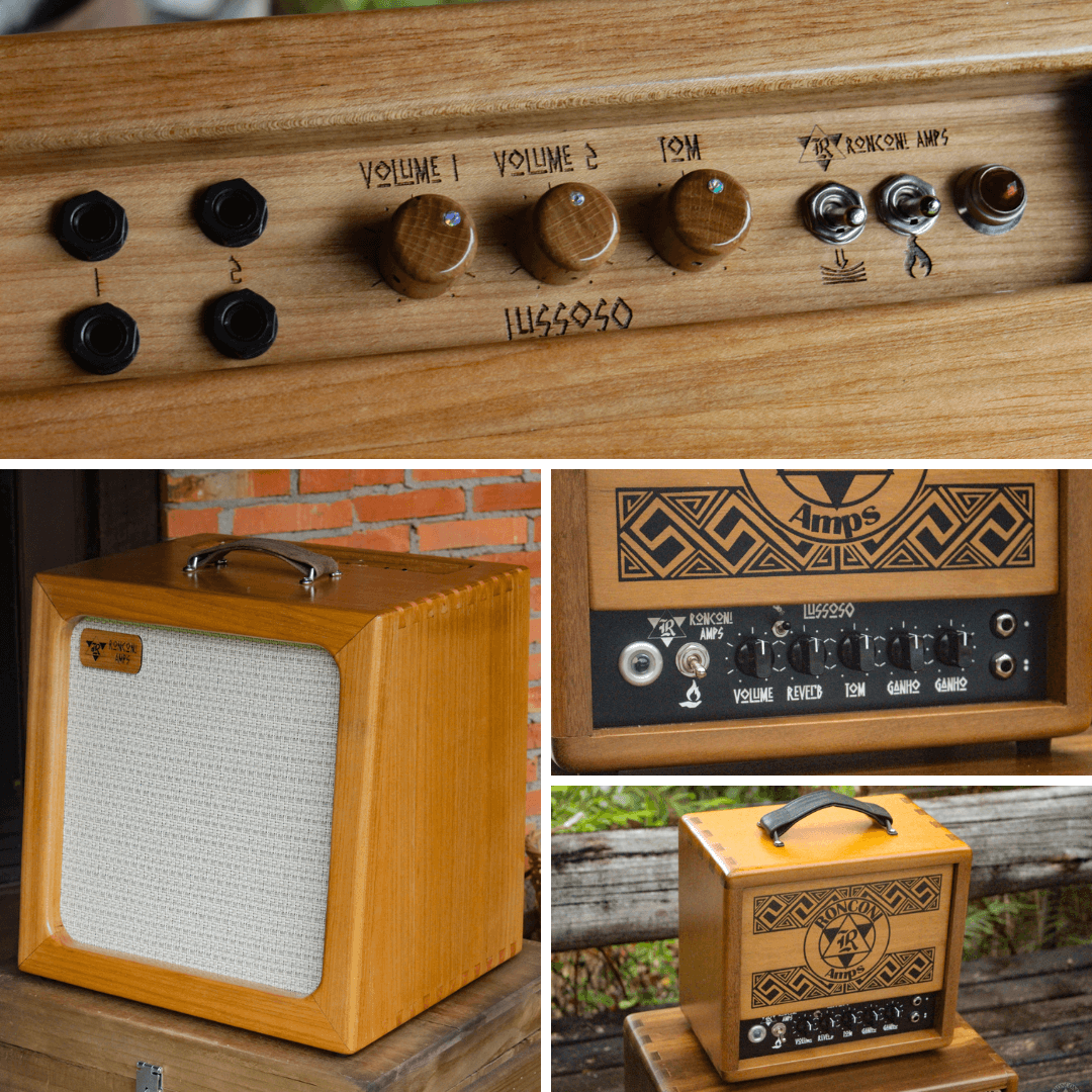 amplificador que é uma releitura do Orange AD200, que tem 200W para contrabaixo, com a possibilidade de potências menores.